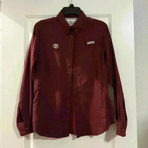 COLUMBIA PFG TEXAS A&M LONG SLEEVE BUTTON DOWN - Picture 1 of 7